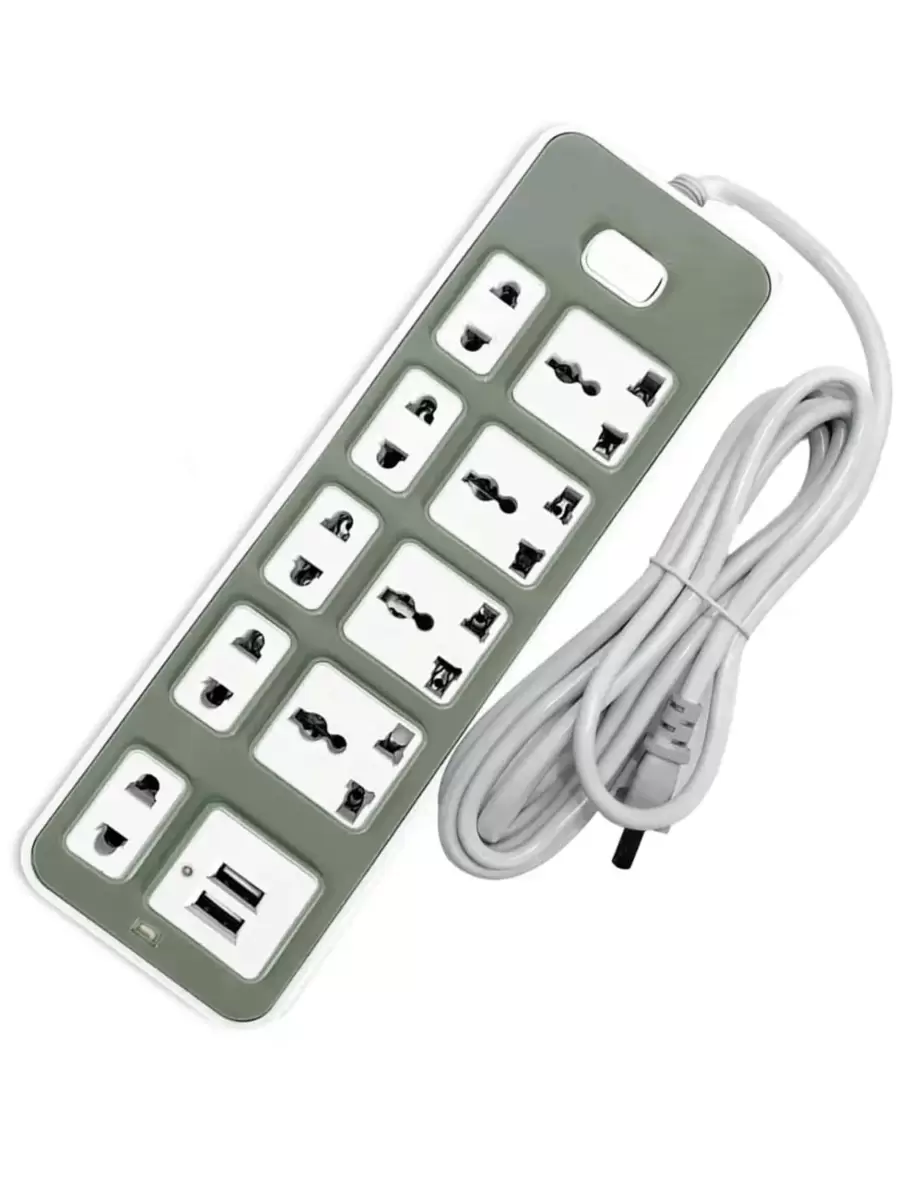 Mutifunctional Adapter Plug Universal Socket With 9 Outlets And 2 USB Outlets 2m Cable - Grey - View 1