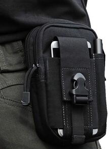 Release Buckle Decor Waist Bag Water-Proof Black, Belt Bag Fanny Pack Pouch College Bag For Books Sling Bag Fanny Pack Bum Bag Travel Multiple Pockets Winter Rider Bag Black Bag Large Capacity Multi-Functional Outdoor Vacation Chest Bag Side Bag For Men Travel Essentials Holiday Essentials Summer School Bag Pack Spring School Supplies Gift Side Bags For Men Mini Bag Mobile Phone Bag Belt Bag For Men Running Accessories Tools Festival, Thigh Bag, Camping, Running Belt, Camping, Hiking Bag - Black - View 2
