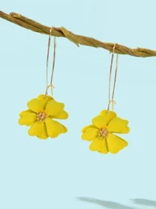 Bông tai thả trang trí hoa - Màu vàng - Xem 2