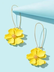 Bông tai thả trang trí hoa - Màu vàng - Xem 4