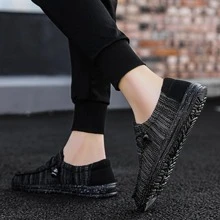 Giày đế xuồng nam có dây buộc, Giày lười móc ngoài trời thông thường - màu đen - Xem 6