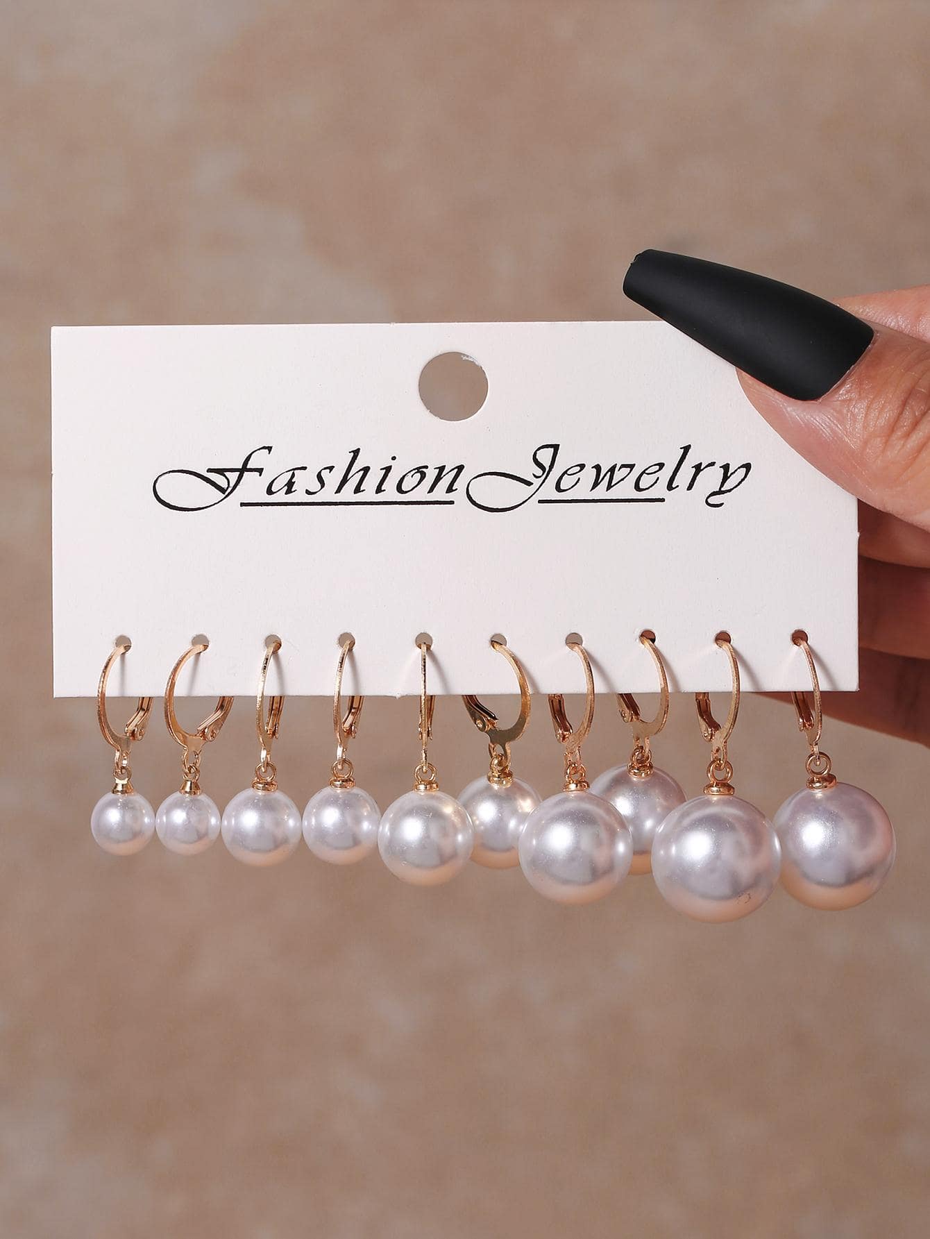 4對/套人造珍珠裝飾耳環 - 彩色 - 查看 1