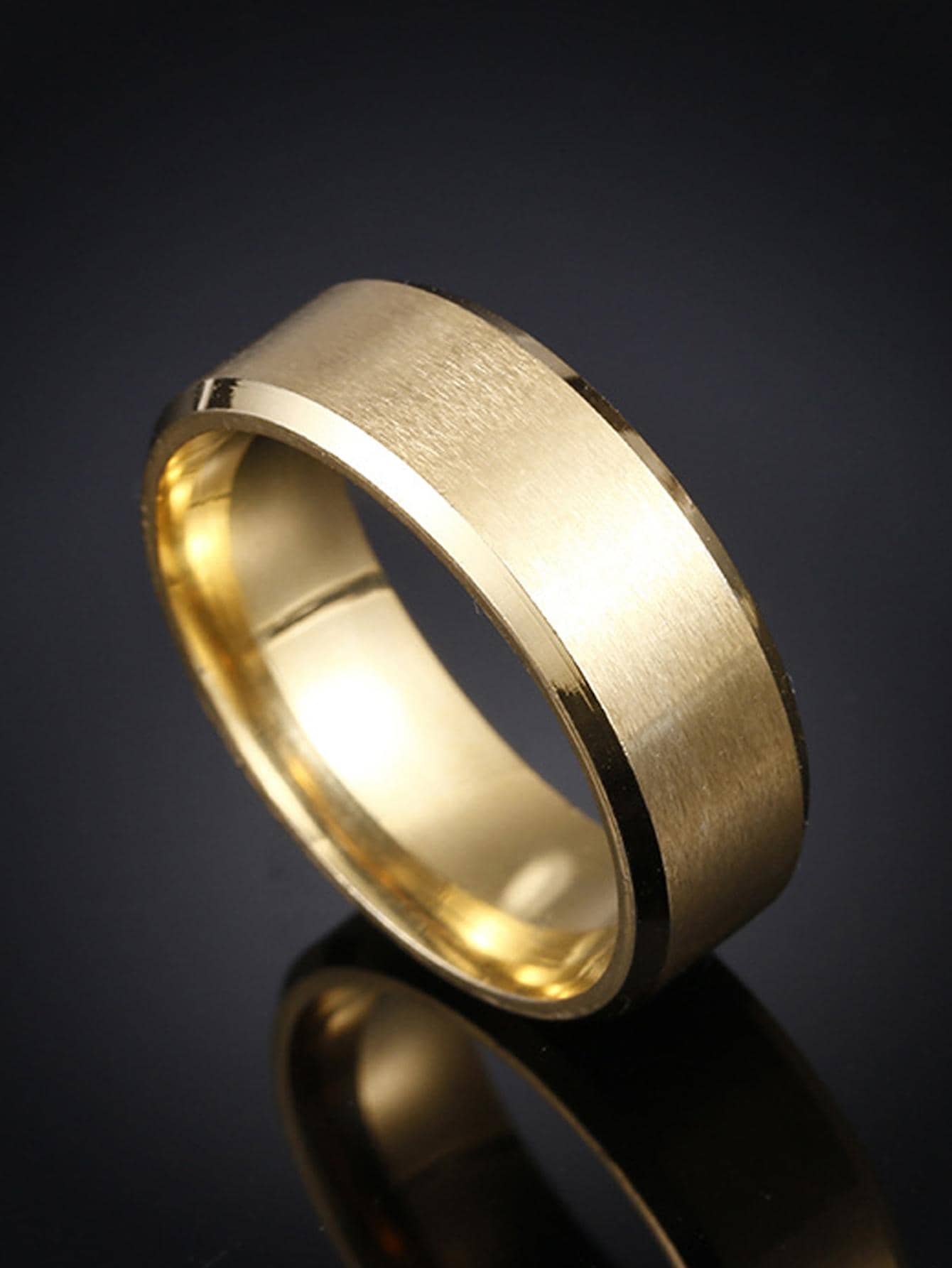 Men Minimalist Textured Ring, For Jewelry Gift And Party - Gold - View 1