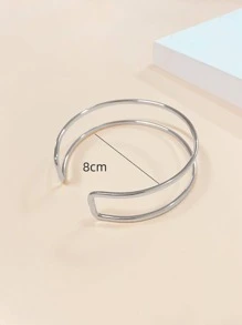 Minimalist Layered Arm Cuff - Silver - View 5