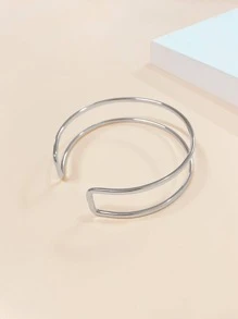 Minimalist Layered Arm Cuff - Silver - View 4
