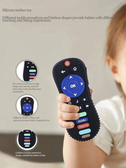1入遙控器寶寶安撫劑，仿真牙齦遙控安撫器咬咬玩具、嬰兒矽膠牙磨器、0-6個月嬰兒用的牙齦矽膠咬咬玩具、6-12個月嬰兒米奇矽膠嚴峻玩具