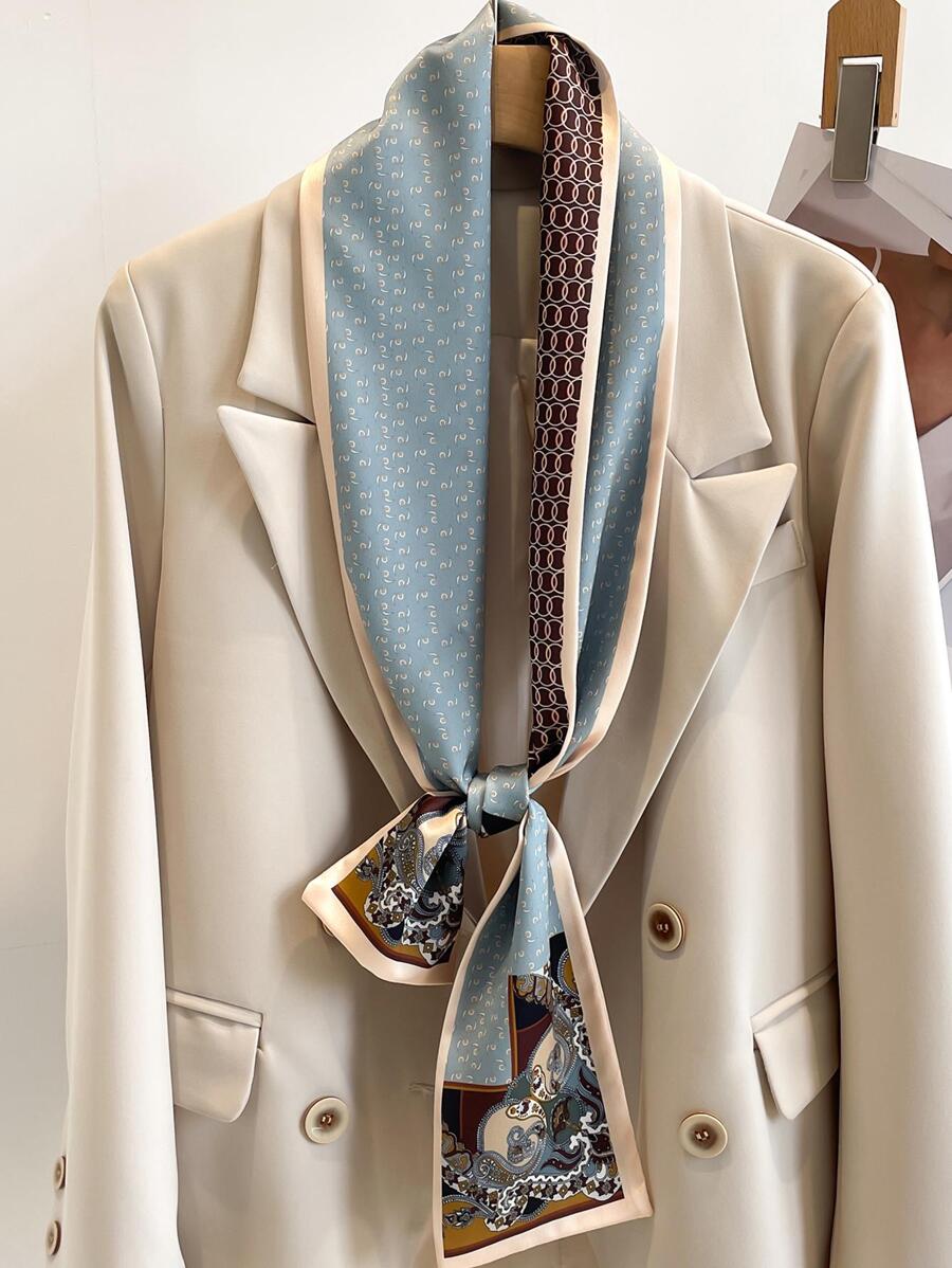 1 件女士圆形图案时尚细围巾，适合日常生活头巾、发带、头带，非常适合装扮您的外观、学校 - 彩色 - 查看 1