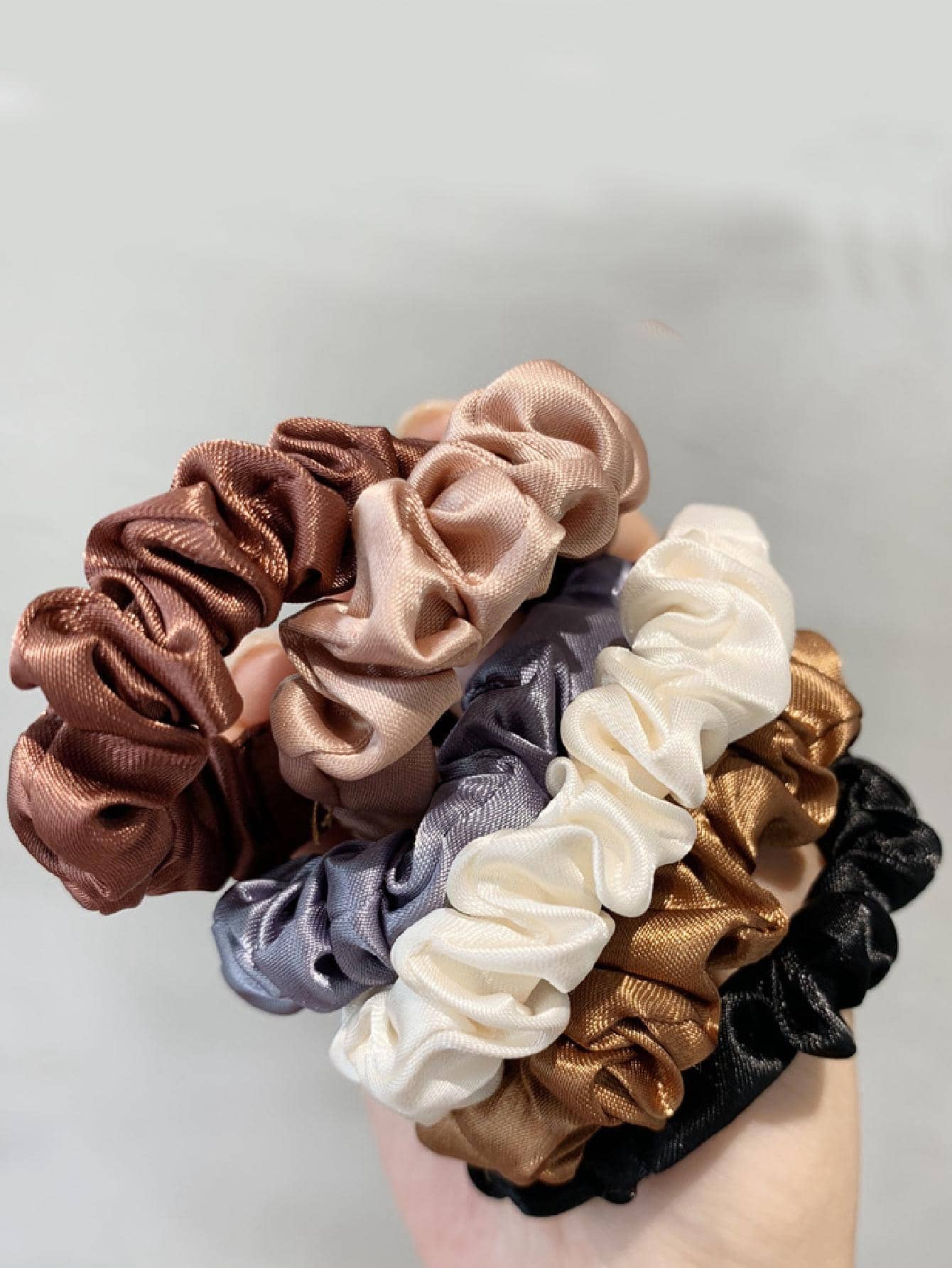 6pcs Women Solid Casual Scrunchie For Daily Life - Multicolor - View 1