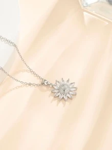 1 Dây Thép Không Gỉ Thời Trang Đính Đá Cubic Zirconia Hoa Hướng Dương Vòng Đeo Cổ Cho Nữ Trang Trí Hàng Ngày - Bạc - Xem 5