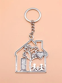 1件房子掛件鑰匙扣，快樂家庭鑰匙扣，家庭禮物