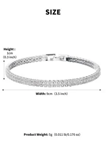 1入組女士水鑽裝飾奢華婚禮手環適合婚禮派對 - 銀色 - 查看 5
