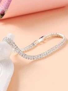 1入組女士水鑽裝飾奢華婚禮手環適合婚禮派對 - 銀色 - 查看 3