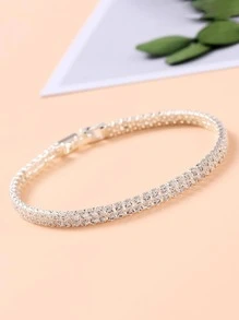 1入組女士水鑽裝飾奢華婚禮手環適合婚禮派對 - 銀色 - 查看 2