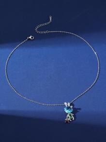 Collar zirconia cúbica con diseño de conejo - Plateado - Ver 2