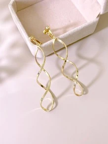 2入組螺旋設計耳夾 - 金黃色 - 查看 1