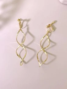 2入組螺旋設計耳夾 - 金黃色 - 查看 3