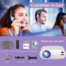 VIDOKA Native 1080P Mini Projector with WiFi and Bluetooth, Upgrade 9200L HD, BL-48 , white - trắng - Xem 1