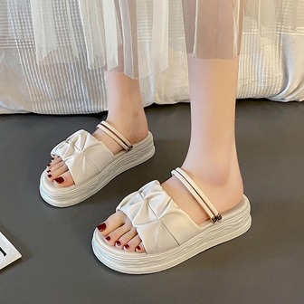 Women Ruched Detail Multi-way Wear Flatform Sandals, Fashion Summer Sandals