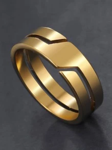 Nam Tối giản Nhẫn Thép không gỉ Đồ trang sức Qủa tặng Cho nam giới Đúng mốt - Vàng - Xem 3