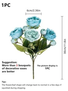 1 Nhựa Nhân Tạo Hoa, Lãng Mạn Nhân Tạo Hoa Bó Cho Gia Đình, Trang Trí Lễ Cưới - Màu xanh lam - Xem 3