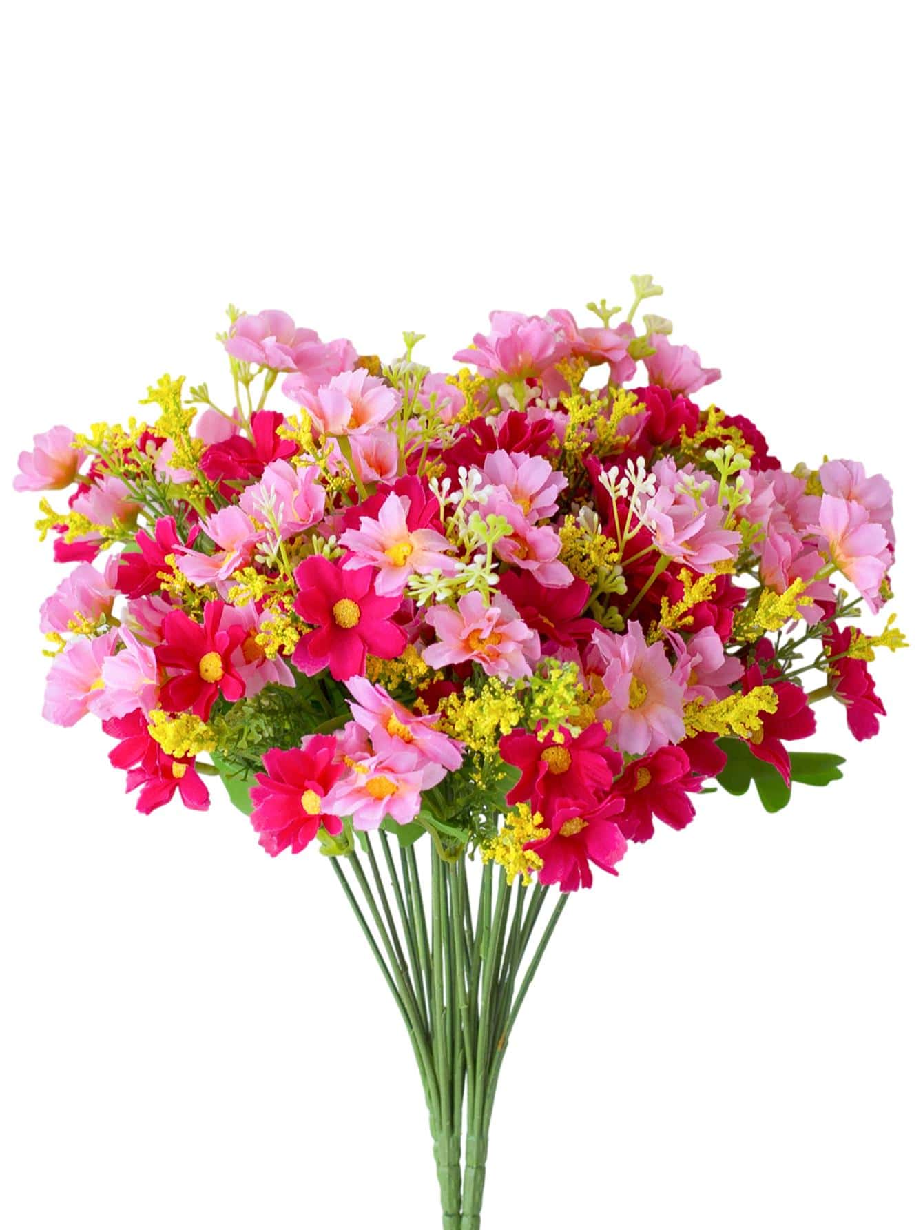 2 Bó Hoa Nhân Tạo Bằng Nhựa, Bó Hoa Nhân Tạo Hiện Đại Cho Gia Đình, Trang Trí Lễ Cưới - Màu Hồng Tươi - Xem 1