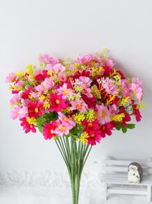 2 Bó Hoa Nhân Tạo Bằng Nhựa, Bó Hoa Nhân Tạo Hiện Đại Cho Gia Đình, Trang Trí Lễ Cưới - Màu Hồng Tươi - Xem 6