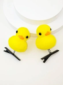 2入組女士鴨子裝飾可愛髮夾適用於日常生活 - 黃色 - 查看 2