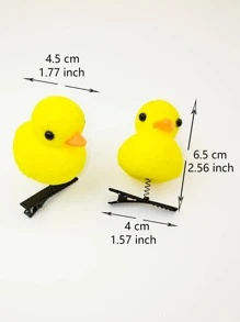 2入組女士鴨子裝飾可愛髮夾適用於日常生活 - 黃色 - 查看 4