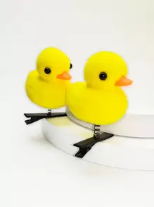 2入組女士鴨子裝飾可愛髮夾適用於日常生活 - 黃色 - 查看 1
