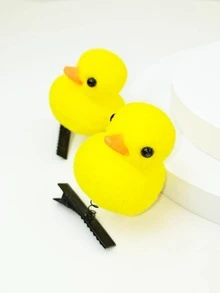 2入組女士鴨子裝飾可愛髮夾適用於日常生活 - 黃色 - 查看 6