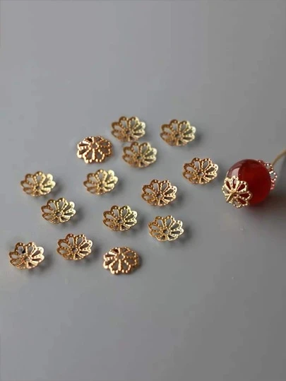 200pcs Vintage Style Silver/Gold Plated Flower Petal Spacer Beads, Pendants And Bead Caps, For Bracelet Making (7/9mm)