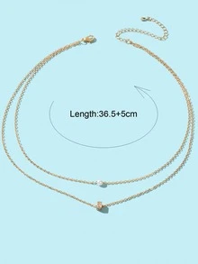 水鑽裝飾多層次項鍊 - 金黃色 - 查看 3