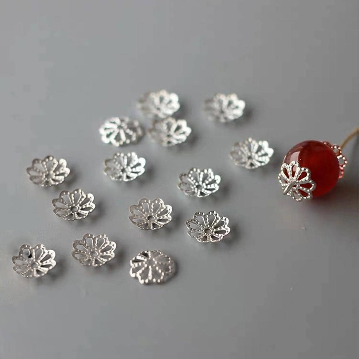 200pcs Vintage Style Silver/Gold Plated 7/9mm Flower Petal Shaped Bead Caps, Suitable For DIY Bracelet & Jewelry Making