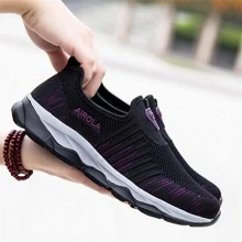 Women's Casual Walking Shoes Breathable Mesh Work Slip-On Sneakers - màu đen - Xem 9