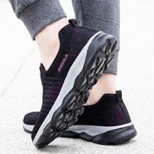Women's Casual Walking Shoes Breathable Mesh Work Slip-On Sneakers - màu đen - Xem 7