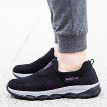 Women's Casual Walking Shoes Breathable Mesh Work Slip-On Sneakers - màu đen - Xem 4