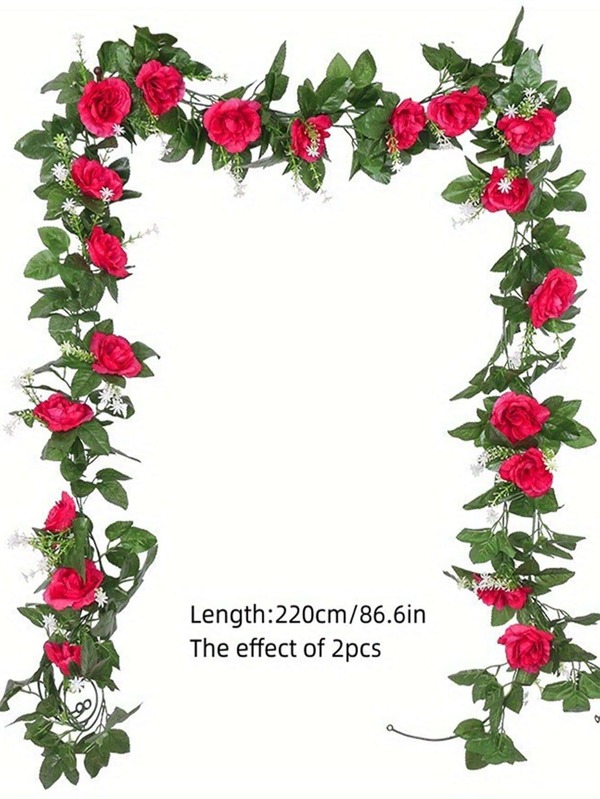 1pc Plastic Artificial Flower Vine, Romantic Artificial Flower Garland
