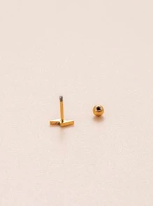 1pc Lightning Design Stud Earring - Yellow Gold - View 3