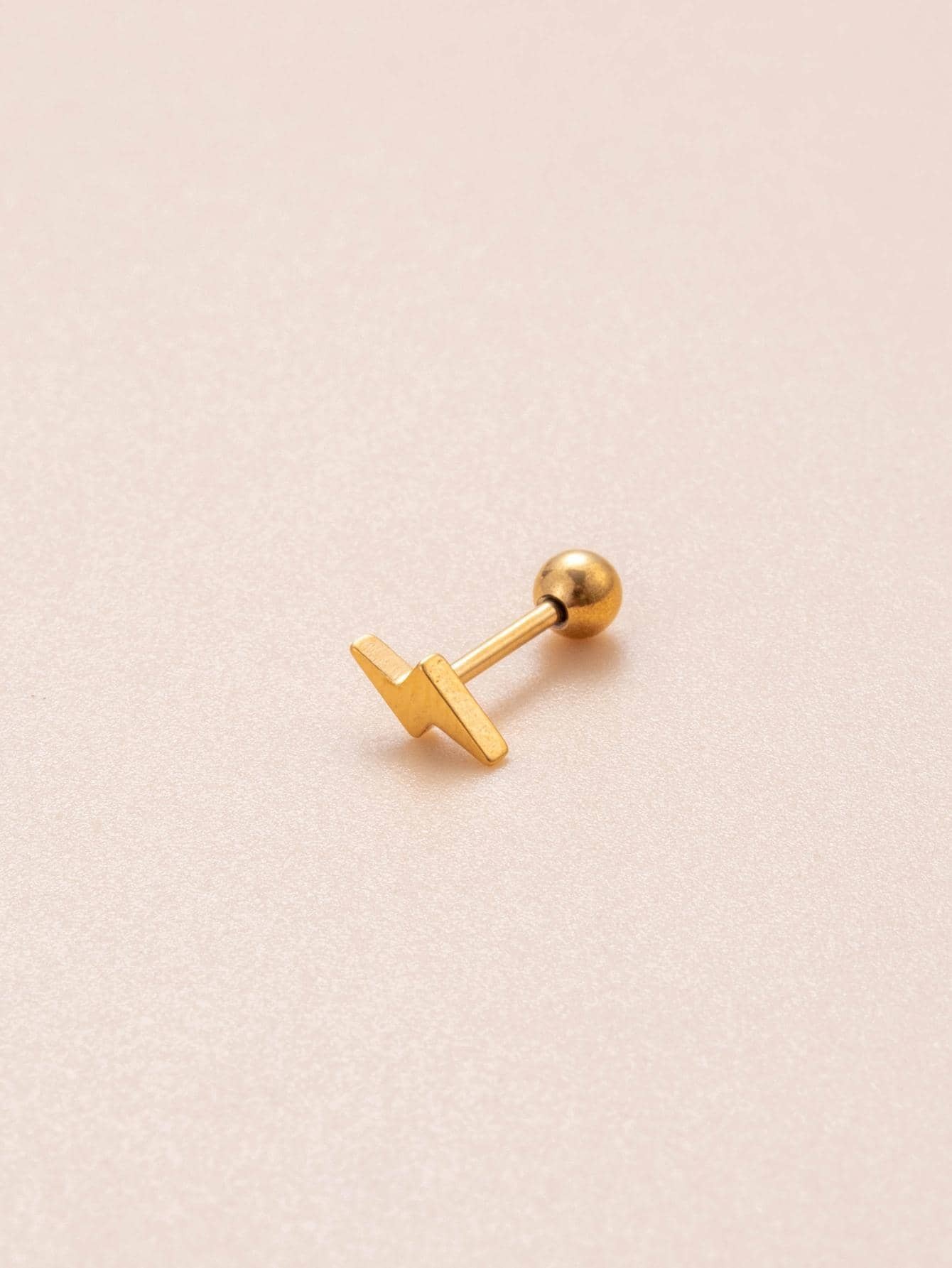 1pc Lightning Design Stud Earring - Yellow Gold - View 1