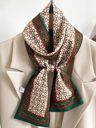 1pc Women Chain Print Fashionable Bandana For Daily Decoration Bandana,Hair Band,Head Band Ideal For Dressing Up Your Look Winter Fall