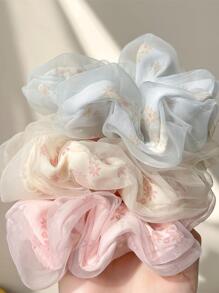 3件套花朵发圈，超大号发绳，优雅发饰，返校季马尾辫发饰