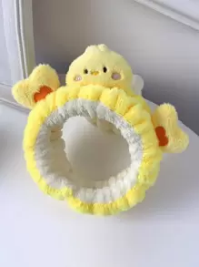 1 件男女通用毛绒小鸡头带，适用于洗脸和角色扮演服装，可爱情人节情人发带头巾头带吸汗带 - 黃色 - 查看 1