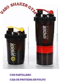 DE TODO UN POCO Vaso Shaker Para Proteína Con Pastillero Y Agitador Gym Fitness Rojo - Rojo - Ver 1