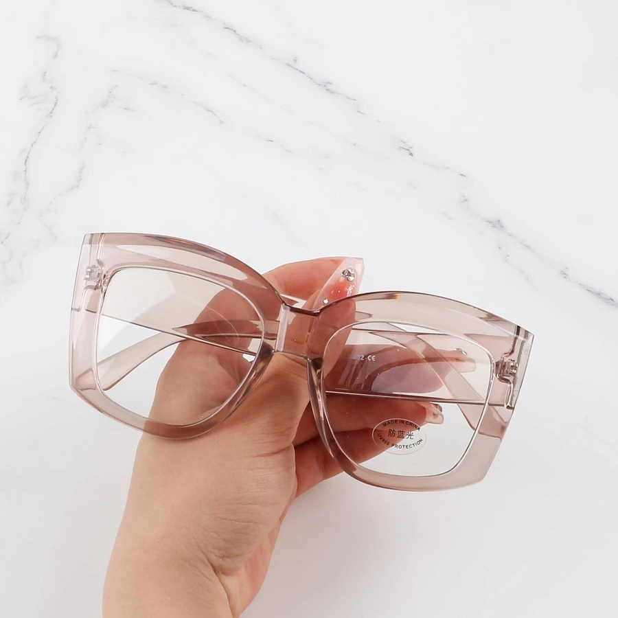 Fashionable Large Frame Glasses Frames For Women Personalized Square Glasses Computer Radiation Resistant Frames - Champagne - View 1