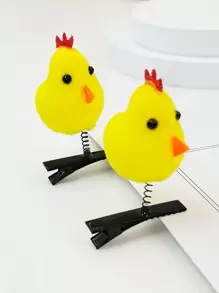 2pcs Women Chicken Decor Cute Hair Clip For Daily Life - Yellow - View 1