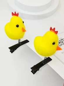 2pcs Women Chicken Decor Cute Hair Clip For Daily Life - Yellow - View 6