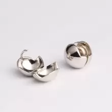 Ball Design Hoop Earrings - Silver - View 5