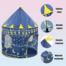 Casa De Campaña Con Diseño De Castillo Para Niños Niñas - Azul - Ver 2