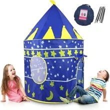Casa De Campaña Con Diseño De Castillo Para Niños Niñas - Azul - Ver 1