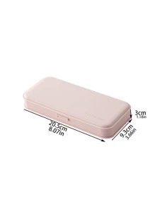 1 hộp bút chì đồ họa chữ cái, hộp lưu trữ bút chì di động đơn giản cho học sinh - Hồng - Xem 5
